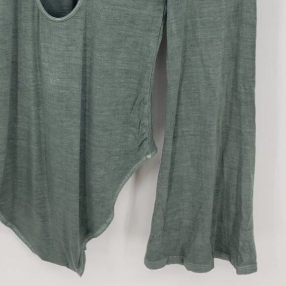 3/$25 American Eagle Long Flare Sleeve Bodysuit S Scoop Neck Strappy Sage Green - Picture 8 of 10